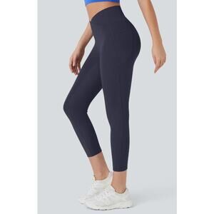 Halara Softlyzero Navy Blue High Waisted Crossover Pocket Capri Yoga Leggings, S